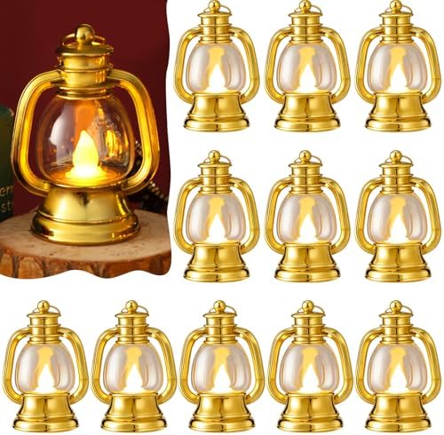 Ferraycle 12 Pcs Mini Lanterns Bulk 4 Inch Gold Lamp Table Centerpieces by Ferraycle