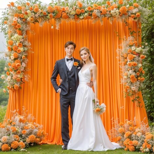 20x12ft Orange Purple Backdrop Curtain Panels for Parties - Wrinkle Free Polyester Photo Curtain Backdrop Wedding Back Drop Fabric Drapes for Party Decorations Background for Photography - Image 6