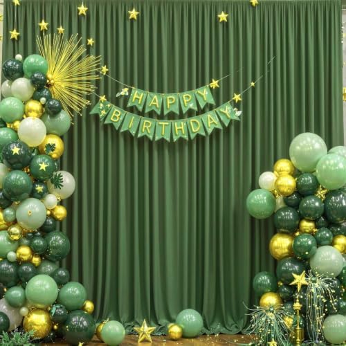 10x10 Valley Green Backdrop Curtain for Parties Wrinkle Free Dark Green Photo Curtains Backdrop Drapes Fabric Decoration for Baby Shower Birthday Party Photography 5ft x 10ft,2 Panels by Tao-GePartyDecorations
