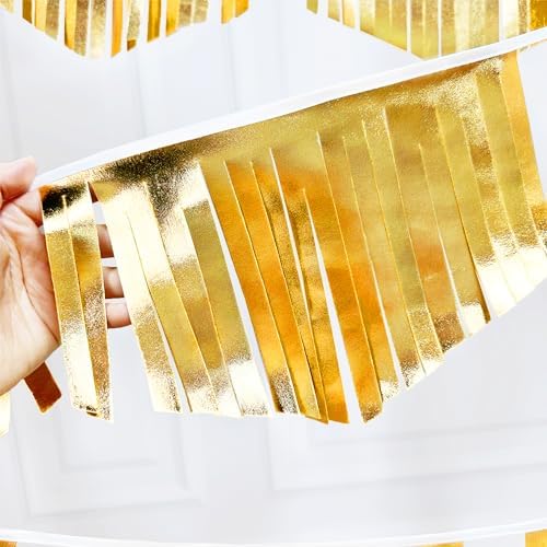 Gold Tassel Banner Double Sided Metallic Fabric Pennant Bunting Flag Garland for Graduation Birthday Anniversary Bachelorette Engagement Wedding Bridal Shower Baptism Hen Party Decorations Supplies - Image 3