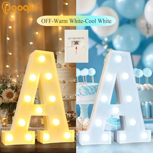 Pooqla LED Marquee Letter Lights, Warm White and Cool White Decorative Lighted Letters, Light Up Alphabet Letters for Boys Girls, Party, Wedding, Bar, Night Light, Birthday Decoration, Letter G - Image 4