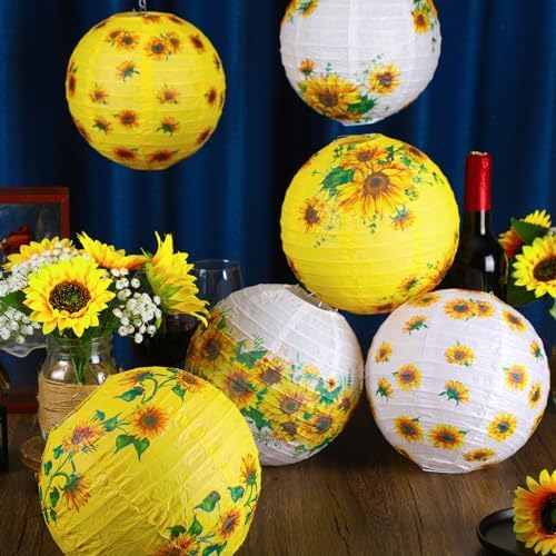 Panelee 12 Pcs Sunflower Party Decorations Paper Lanterns 8 Inches - Image 4