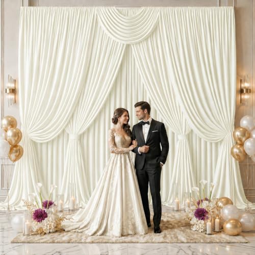50x10 FT Ivory Backdrop Curtains for Weddings, Parties and Photo Booths - Image 2