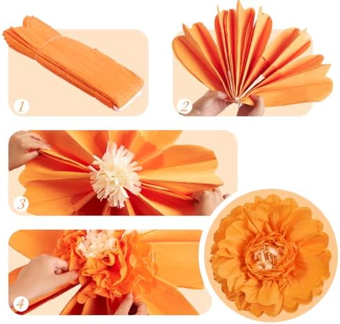 SUNBEAUTY Giant Colorful Paper Flowers Party Decorations 20" Large Fiesta Bulletin Board Tissue Pom poms Room Wall Decor for Birthday Wedding Bridal Babyshower Backdrop Hanging Tea Party Supplies - Image 2