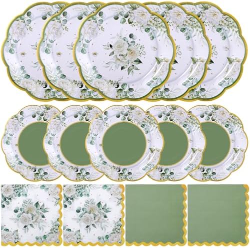 NatNarr 150 Pcs Sage Green Party Plates And Napkins Set For Bridal Shower by NatNarr