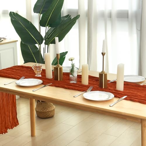 6 Pack Terracotta Cheesecloth Table Runner 120 Inch Boho Wedding Decor - Image 6