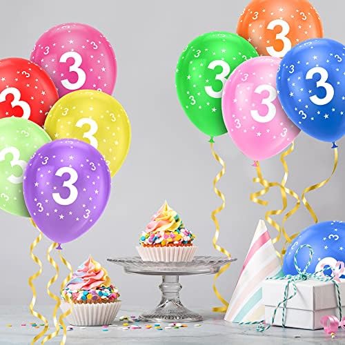 Ainiv 3rd Birthday Balloons 18PCS, 12inch Numbers Printed Latex Balloons - Image 7