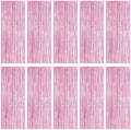 10 Pack Pink Foil Curtain Backdrop 3.2ft x 9.8ft Metallic Tinsel Foil Fringe Curtains Streamer Photo Booth Backdrop for Birthday Party Engagement Bachelorette Party Decorations - Sparkle Pink by Ohiyoo