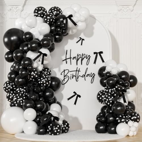 Black White Polka Dot Balloon Arch Kit, Coquette Birthday by NUTTYBASH