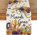Artoid Mode Floral Bead Iris Mardi Gras Table Runner, Seasonal Carnival Kitchen Dining Table Decoration for Home Party Decor 13x72 Inch by ArtoidMode