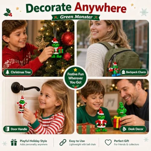Green Monster Mini Christmas Decorations Figurines (24 Pcs) - Image 5