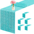 6 Packs 12 x 72 inches Sequin Table Runner, Turquoise Glitter Table Runner for Birthday Party Supplies Wedding Engagement Baby Shower Holiday Celebration Event Decorations by Yblut