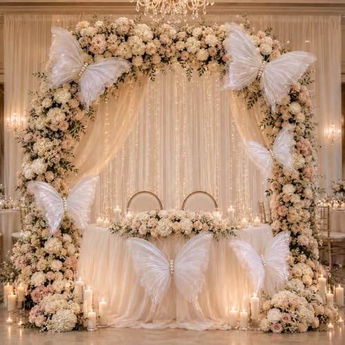 8 Pcs Large Butterfly Decorations, 3D White Silk Butterflies Wall Decor, 20 Inch Big and 12 Inch Small Hanging Butterflies for Wedding, Baby Shower, Birthday Party, Nursery and Centerpieces - Image 6