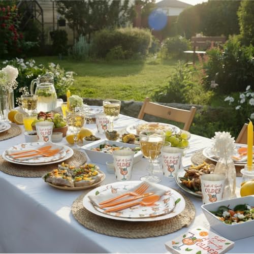 Yungyan 252 Pcs Just A Spritz Older Spritz Birthday Party Tableware Set Included Plates Napkins Cups Forks Knives Cutlery for Party Decorations Supplies 36 guests - Image 4