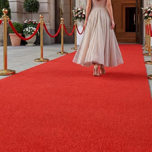 Extra Thick Red Carpet Runner for Party, 3ft x 15ft Red Runner Rug by Mugiden