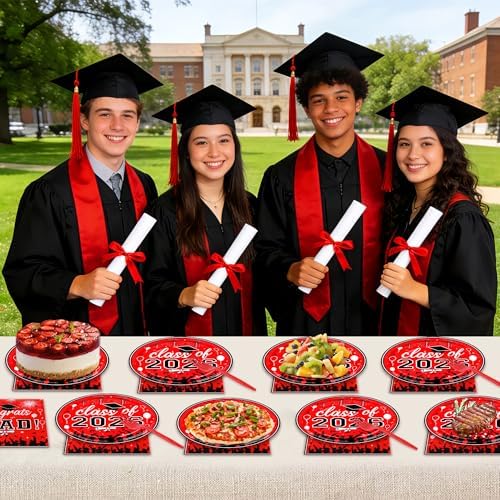 75 Pcs Graduation Plates and Napkins Party Supplies Set,Serves 25 Guests 2026 Red Graduation Plates and Napkins,Disposable Paper Tableware Set for Graduation Party Decorations - Image 7