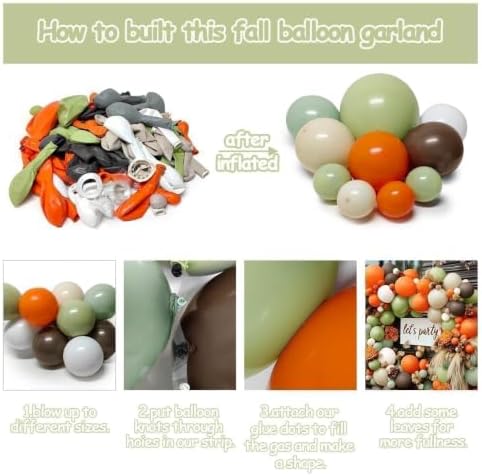 Sage Green Orange Brown Balloon Arch Double Stuffed Fall Balloon Garland - Image 4