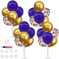 TONIFUL 4 Set Purple Gold Balloon Stand Balloon Centerpieces for Table by TONIFUL