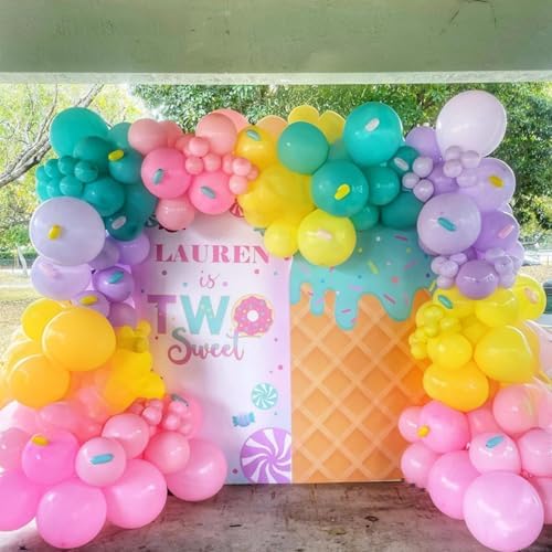 Rainbow Colorful Balloons Arch Ice Cream Birthday Donut Candy Decorations - Image 2