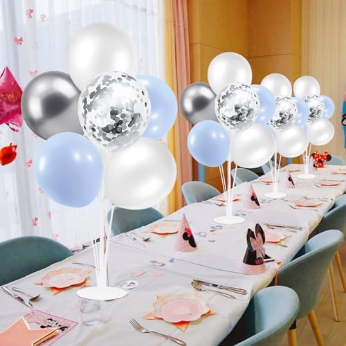 ZJDHPTY 4Set Light Blue Silver Balloon Stand Table Centerpieces Party Decor - Image 4