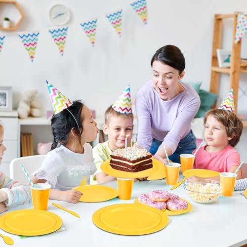229PCS Yellow Party Supplies Set Disposable Paper Plates Cups - Image 5