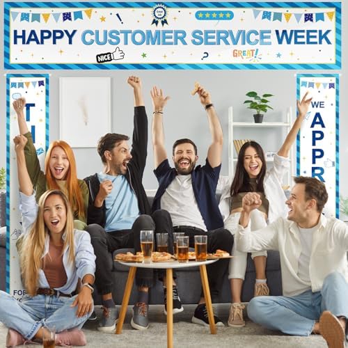 SmoothNovelty 3 Pcs Blue Customer Service Week Banner - Image 4