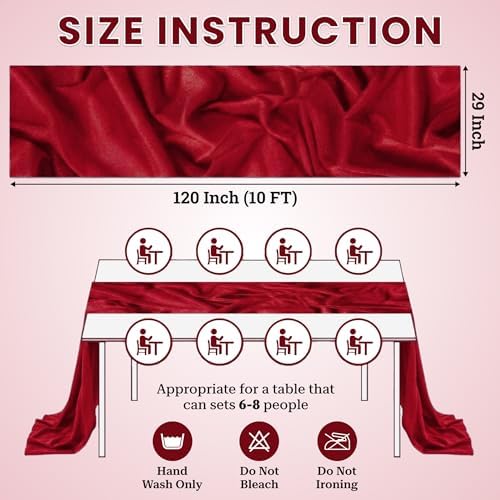 Pack of 20 Chiffon Table Runners 29 x 120 Inch, 10FT Long - Apple Red - Image 3