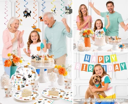 Dog Themed Birthday Party Decorations Tableware Set, Serves 25 - Image 7