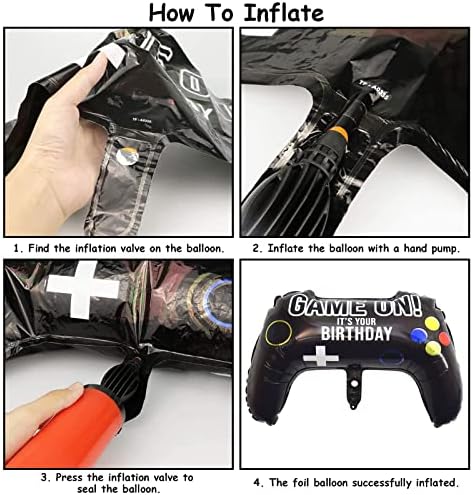 5 Pieces Video Game Party Balloons, Giant Video Game Controller Mylar Foil Balloons Game on Balloons for Kids Boys Gaming Theme Birthday Party Video Game Baby Shower Decorations Supplies - Image 3