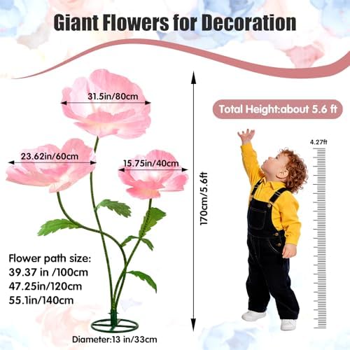 5.6 Ft Large Paper Flowers, Fake Flowers - Image 3