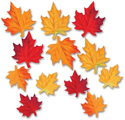 Beistle 12 Piece Polyester Fabric Artificial Fall Fake Autumn Leaves for Thanksgiving Wedding Party Events and Home Decoration, Red/Orange/Yellow by Beistle