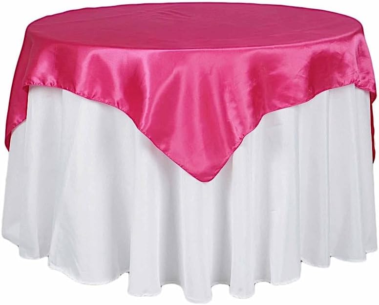 Balsa Circle 10 pcs 72x72 inch Fuchsia Square Tablecloth Satin Fabric Overlays Linens | Table Cloths Cover for Wedding Party Banquet Reception Events Decoration Kitchen Dining Events Kitchen Dining by BalsaCircle
