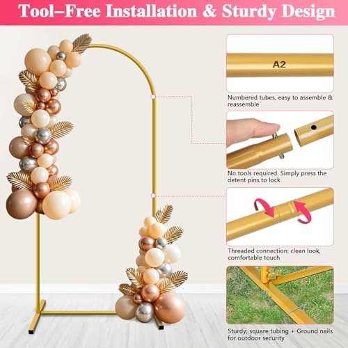 6 FT Metal Arch Backdrop Stand, Party Balloon Arch Stand - Image 4