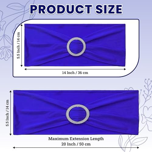 MDS Pack of 10 Spandex Chair Sashes for Wedding Party & Event – Royal Blue - Image 2