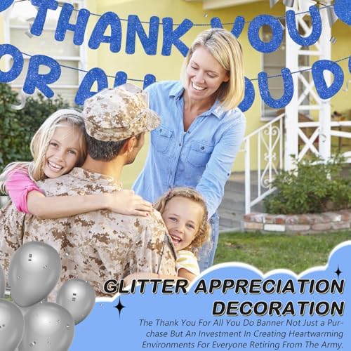 Fulmoon Pre Strung Thank You for All You Do Glitter Banner, Navy Blue - Image 4