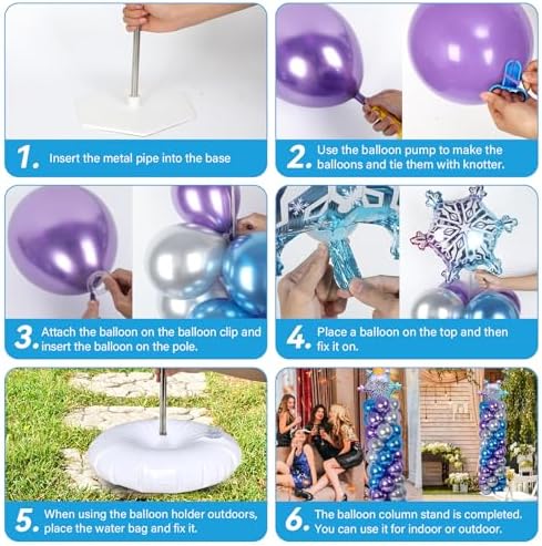 2 Sets Snow Balloon Column Stand Adjustable Winter Wonderland Balloon Decor - Image 4