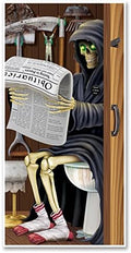 Beistle Grim Reaper Restroom Door Cover, 5’ x 30” – Plastic for Outdoor & Indoor Use – Easily Display – Halloween Themed Bathroom Door Cover, Spooky Season Decor, Novelty Halloween Decorations by Beistle