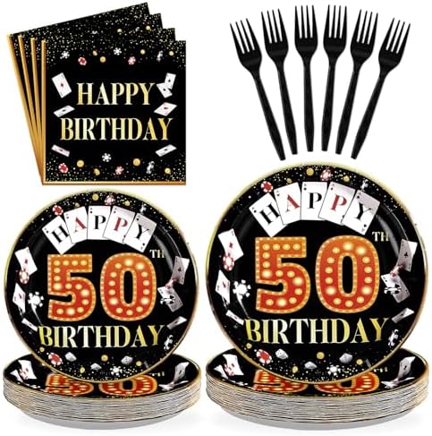 96Pcs Casino 50th Birthday Party Decorations, Serve 24 by Greencian