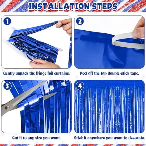 ZATAYE 8 Pack Dark Blue Foil Curtain Streamer Decorations - Image 3