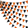 Black Orange Party Decoration Metallic Fabric Triangle Pennant Banner Flag Bunting Garland for Graduation Halloween Fall Autumn Thanksgiving Birthday Wedding Shower Bridal Shower Party Supplies by pinkblume