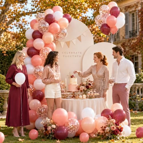 Maroon Balloons, 50 Pcs Burgundy for Fall Thanksgiving Anniversary Party - Image 4