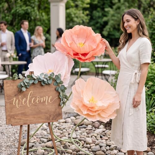 3 Pcs 5ft Mix Color Large Poppy Flowers Giant Artificial Poppy - Image 3