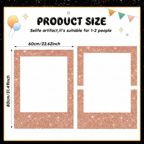 Beeveer 32 x 24 in Large Photo Booth Selfie Frame Props, Rose Gold Vertical - Image 3