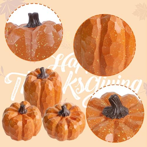 winemana Artificial Pumpkins Decor Orange Pumpkin Fall Decoration, Set of 3 - Image 6