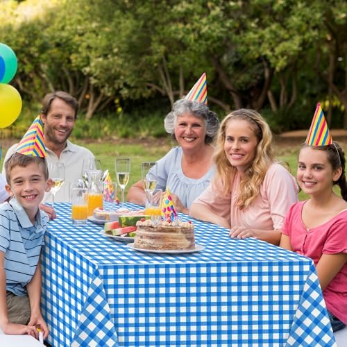 12 Pack Blue and White Plastic Checkered Tablecloth, Premium Decorative Disposable Blue Gingham Plaid Table Cloths for Parties, Rectangle Party Table Cover for Picnic Farm Birthday Wedding, 54x108Inch - Image 4