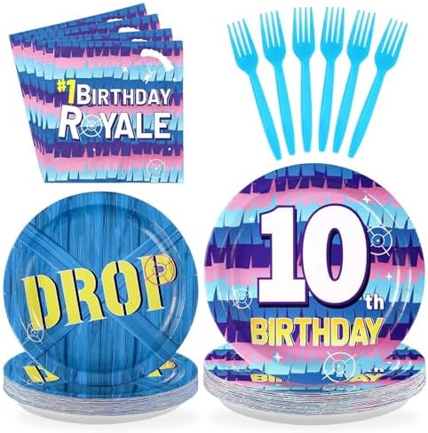 96Pcs 10th Video Game Birthday Party Supplies, Serves 24 by Greencian