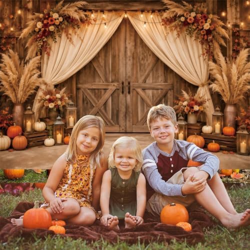 10x10ft Fall Photo Backdrop Barn Door Thanksgiving Backdrop for Photography - Image 5