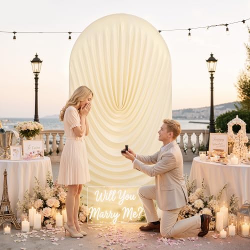 7.2FT Beige Draped Arch Cover, Ruched Ripple Arch Backdrop Cover for Wedding, Baby Shower, Birthday, Bridal Shower & Party Decorations - Image 3