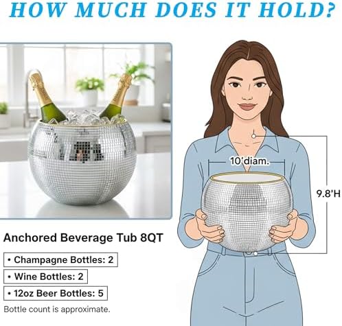 9.8 Inch Disco Ball Ice Bucket, Wine Beer Champagne Cooler - Image 3