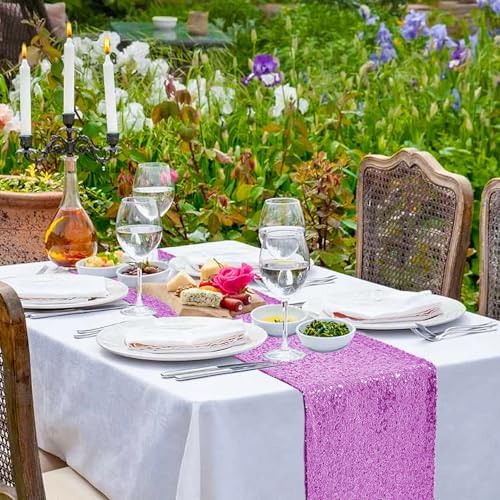 10 Packs 12 x 72 inches Lavender Sequin Table Runner - Image 6